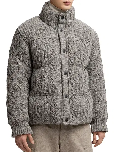 Moncler Grenoble Men's Ellesmere Puffer Jacket in Wool Tweed - Gray | Thumbnail 2 Moncler Grenoble Men's Ellesmere Puffer Jacket in Wool Tweed - Gray | Thumbnail 2
