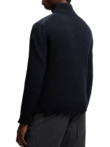Moncler Men's Down-Filled Cardigan in Wool - Navy Blue | Thumbnail 3