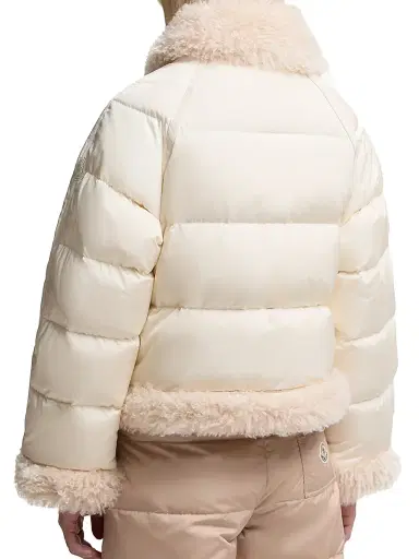 Moncler Women's Rubrouk Puffer Jacket with Teddy Trim - White | Thumbnail 3 Moncler Women's Rubrouk Puffer Jacket with Teddy Trim - White | Thumbnail 3