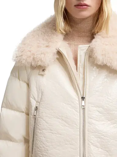 Moncler Women's Rubrouk Puffer Jacket with Teddy Trim - White | Thumbnail 4 Moncler Women's Rubrouk Puffer Jacket with Teddy Trim - White | Thumbnail 4