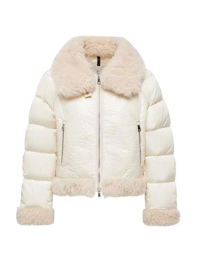 Women's Rubrouk Puffer Jacket with Teddy Trim - White