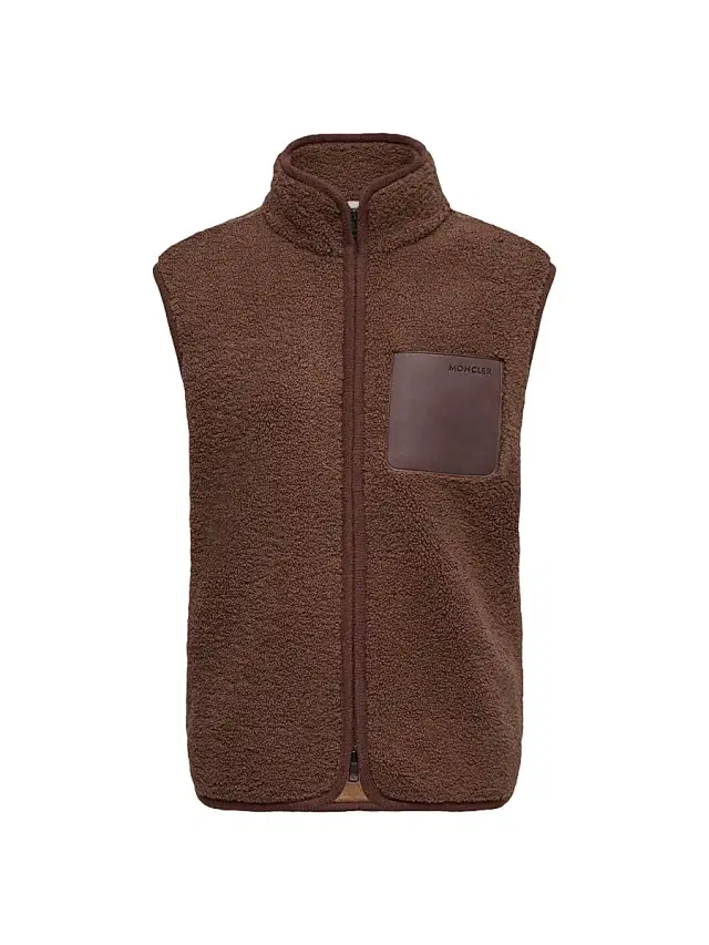 Men's Vest in Teddy with Nubuck Trim - Brown