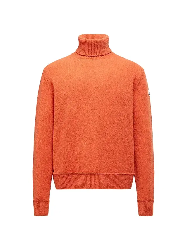 Men's Turtleneck Sweater in Wool Blend - Orange