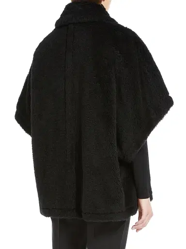Max Mara Women's Cape in Alpaca and Wool Teddy Fabric - Black | Thumbnail 3 Max Mara Women's Cape in Alpaca and Wool Teddy Fabric - Black | Thumbnail 3