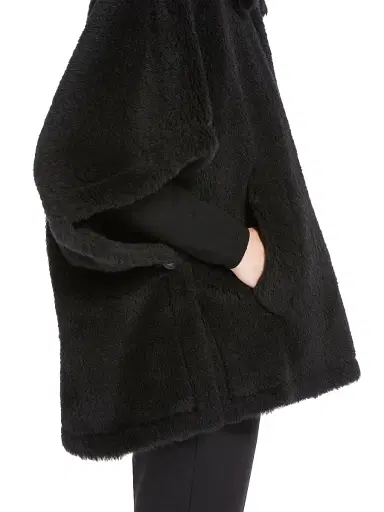Max Mara Women's Cape in Alpaca and Wool Teddy Fabric - Black | Thumbnail 4 Max Mara Women's Cape in Alpaca and Wool Teddy Fabric - Black | Thumbnail 4