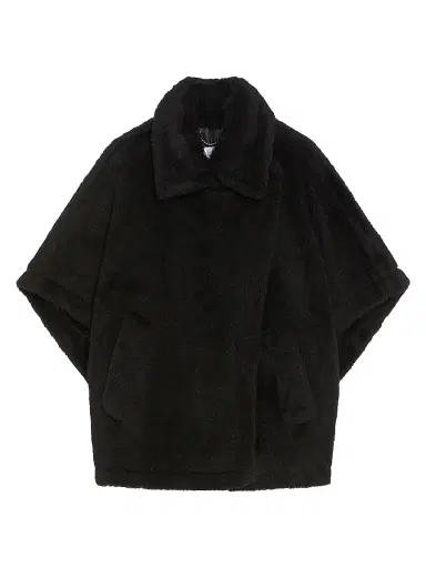 Max Mara Women's Cape in Alpaca and Wool Teddy Fabric - Black | Thumbnail 1 Max Mara Women's Cape in Alpaca and Wool Teddy Fabric - Black | Thumbnail 1