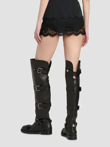 Dolce & Gabbana Women's Buckle-Detail Leather Over-The-Knee Moto Boots - Nero - Size 7 | Thumbnail 2 Dolce & Gabbana Women's Buckle-Detail Leather Over-The-Knee Moto Boots - Nero - Size 7 | Thumbnail 2