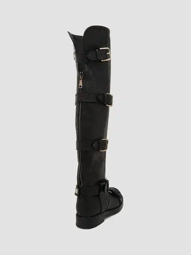 Dolce & Gabbana Women's Buckle-Detail Leather Over-The-Knee Moto Boots - Nero - Size 7 | Thumbnail 4 Dolce & Gabbana Women's Buckle-Detail Leather Over-The-Knee Moto Boots - Nero - Size 7 | Thumbnail 4