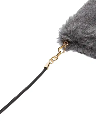 Max Mara Women's Mittens in Wool and Alpaca Teddy Fabric - Medium Grey - Size Medium | Thumbnail 3