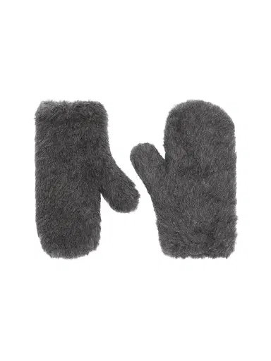Max Mara Women's Mittens in Wool and Alpaca Teddy Fabric - Medium Grey - Size Medium | Thumbnail 1