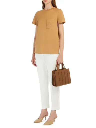 Max Mara Women's Cotton Jersey T Shirt - Camel - Size XL | Thumbnail 5