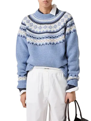 Miu Miu Women's Wool Crew-Neck Sweater - Blue - Size 8 | Thumbnail 2