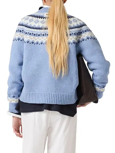 Miu Miu Women's Wool Crew-Neck Sweater - Blue - Size 8 | Thumbnail 3