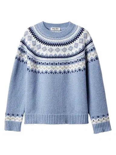 Miu Miu Women's Wool Crew-Neck Sweater - Blue - Size 8 | Thumbnail 1