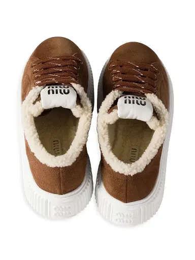 Miu Miu Women's Suede and Shearling Sneakers | Thumbnail 2