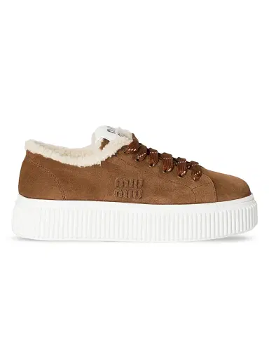Miu Miu Women's Suede and Shearling Sneakers | Thumbnail 1