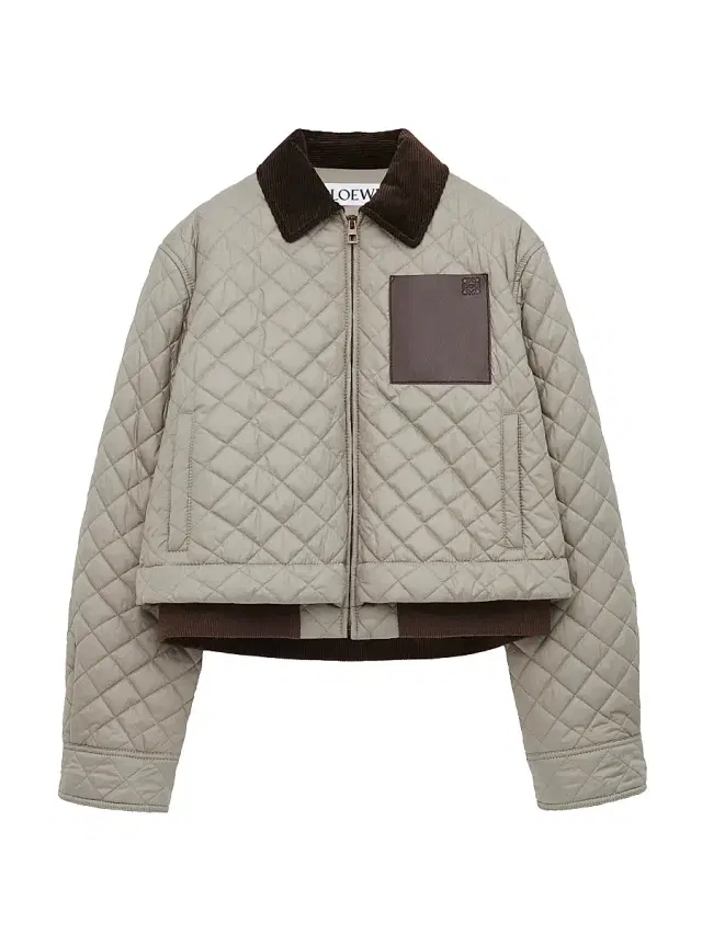 LOEWE Women's Corduroy-Collar Quilted Jacket - Medium Grey