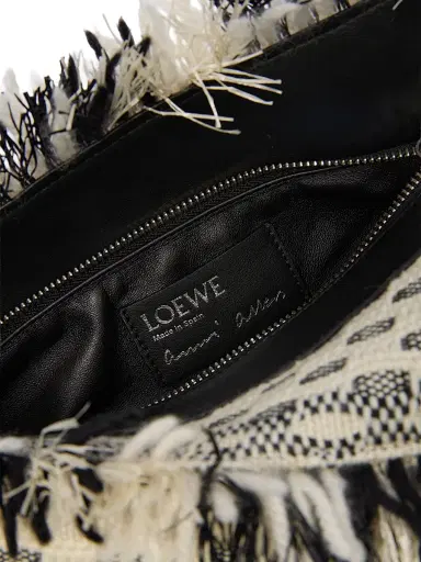 LOEWE Women's Puzzle Fringes Handbag - Black White | Thumbnail 6