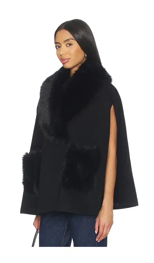 L'AGENCE Chana Faux Fur Cape