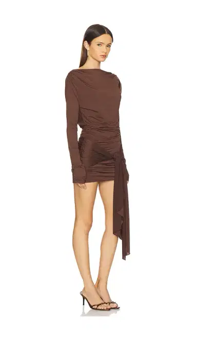 superdown Miram Mini Dress In Dark Brown | Thumbnail 2