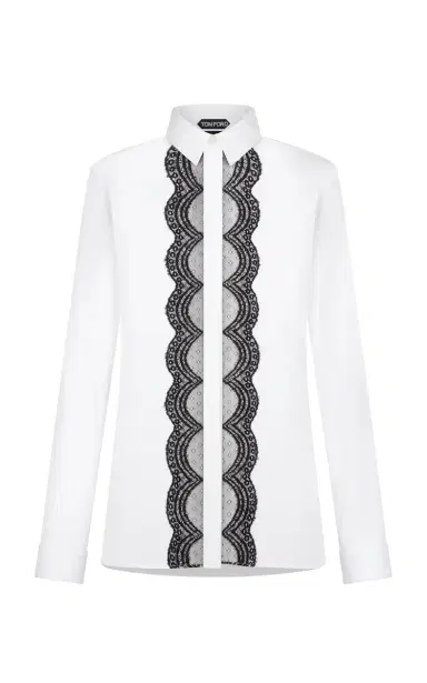 Tom Ford Lace-Trimmed Cotton-Silk Poplin Shirt | Thumbnail 1