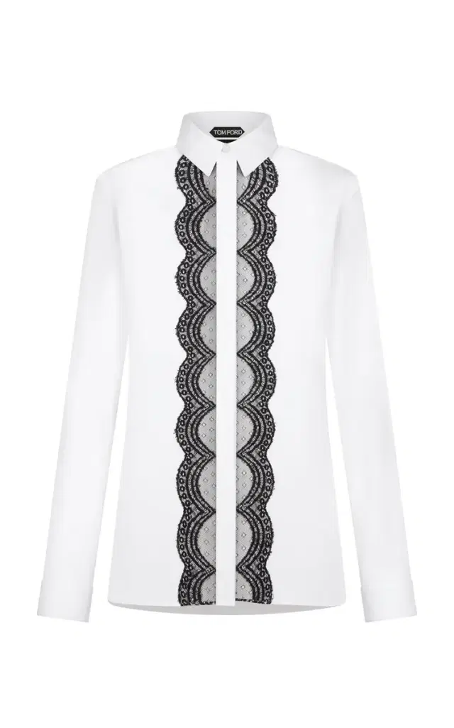 Tom Ford Lace-Trimmed Cotton-Silk Poplin Shirt