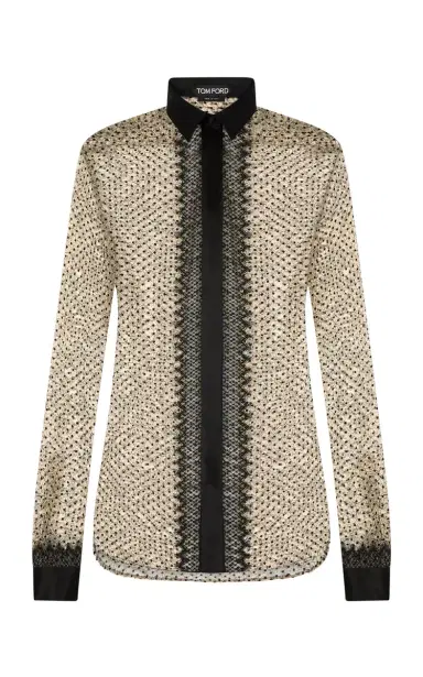 Tom Ford Flocked Polka-Dot Lace Shirt | Thumbnail 1