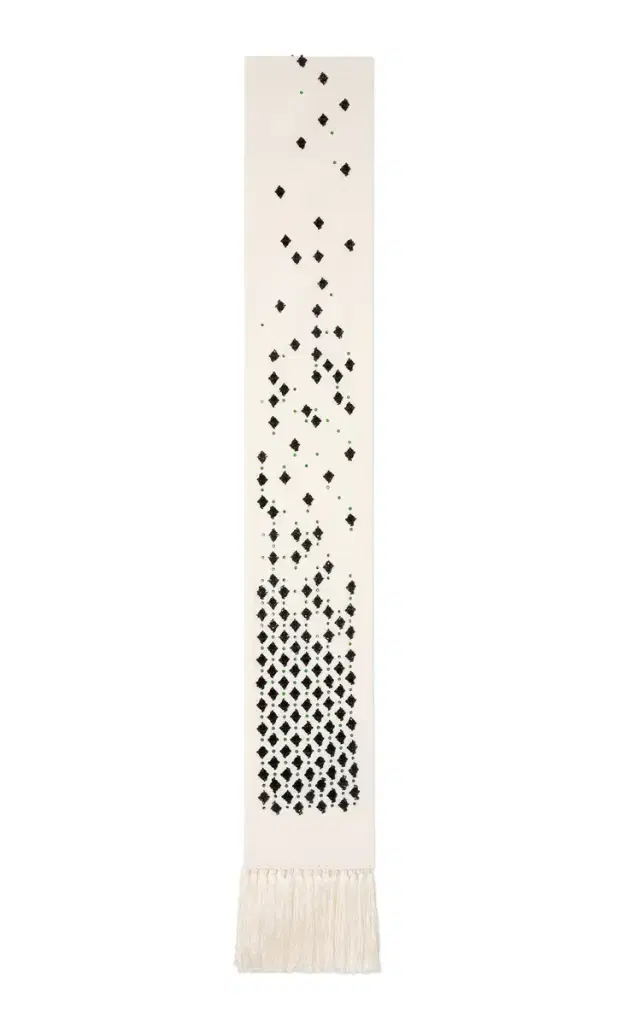 Embellished Silk-Blend Scarf - Black/white - OS