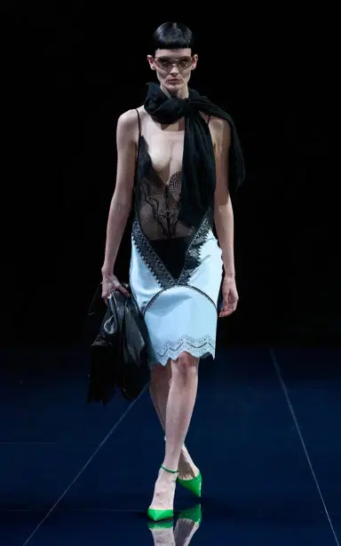 Tom Ford Lace-Paneled Leather Slip Dress | Thumbnail 2