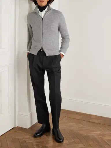 Thom Sweeney Slim-Fit Merino Wool-Blend Zip-Up Cardigan - Men | Thumbnail 2