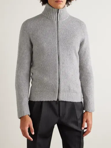 Thom Sweeney Slim-Fit Merino Wool-Blend Zip-Up Cardigan - Men | Thumbnail 3
