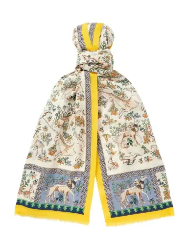 Drake's HIM Fringed Printed Wool and Silk-Blend Scarf - Men | Thumbnail 1 Drake's HIM Fringed Printed Wool and Silk-Blend Scarf - Men | Thumbnail 1