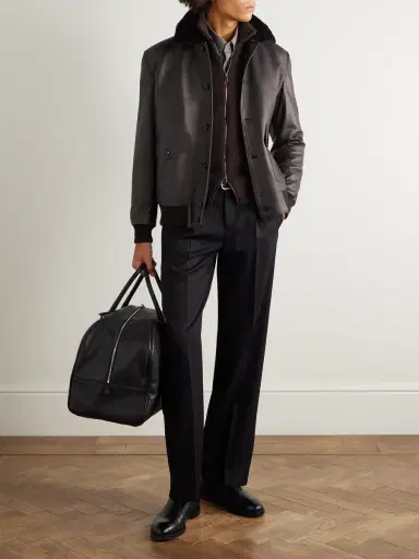 Thom Sweeney Shearling-Trimmed Leather Jacket - Men | Thumbnail 2 Thom Sweeney Shearling-Trimmed Leather Jacket - Men | Thumbnail 2