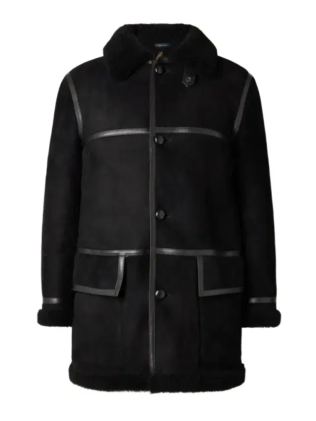 Drake's HIM Leather-Trimmed Shearling Coat - Men