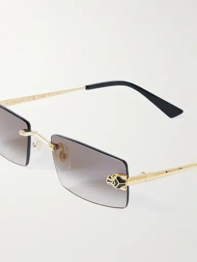 Cartier Eyewear Panthère de Cartier Rectangular-Frame Rimless Gold-Tone Sunglasses - Men | Thumbnail 3 Cartier Eyewear Panthère de Cartier Rectangular-Frame Rimless Gold-Tone Sunglasses - Men | Thumbnail 3