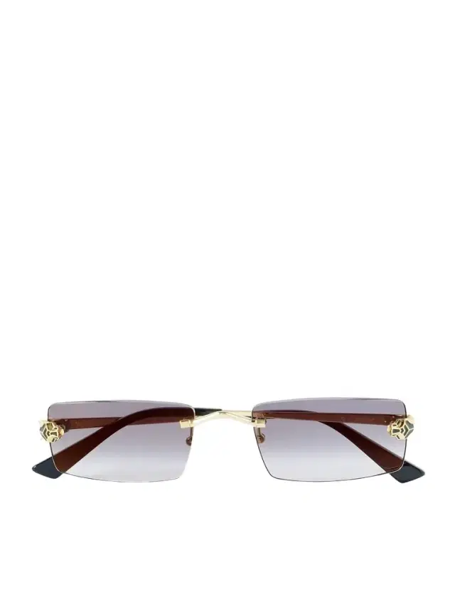 Cartier Eyewear Panthère de Cartier Rectangular-Frame Rimless Gold-Tone Sunglasses - Men