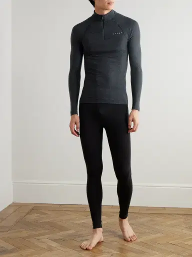 FALKE Printed Virgin Wool-Blend Half-Zip Ski Base Layer - Men | Thumbnail 2