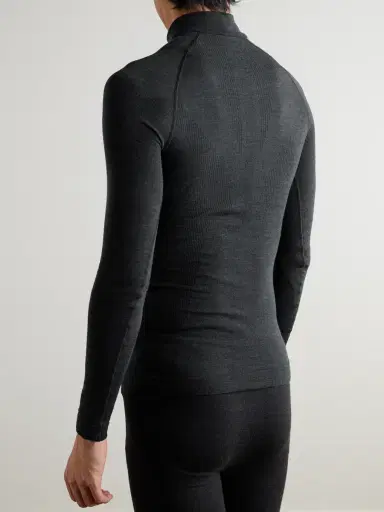 FALKE Printed Virgin Wool-Blend Half-Zip Ski Base Layer - Men | Thumbnail 4