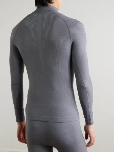 FALKE Printed Virgin Wool-Blend Jersey Half-Zip Ski Base Layer - Men | Thumbnail 4