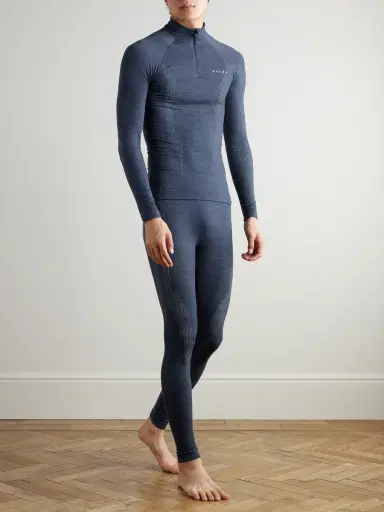 FALKE Printed Virgin Wool-Blend Half-Zip Ski Base Layer - Men | Thumbnail 2
