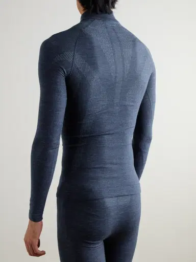 FALKE Printed Virgin Wool-Blend Half-Zip Ski Base Layer - Men | Thumbnail 4