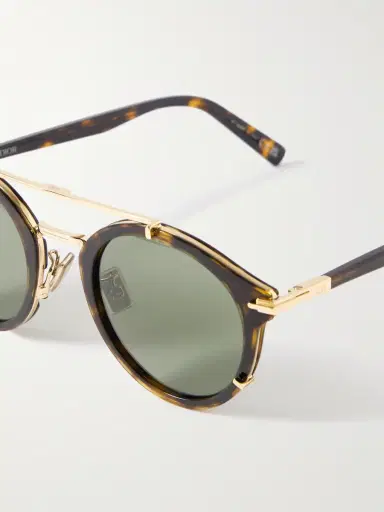DIOR Eyewear DiorBlackSuit R7U Tortoiseshell Acetate and Gold-Tone Round-Frame Sunglasses - Men | Thumbnail 3