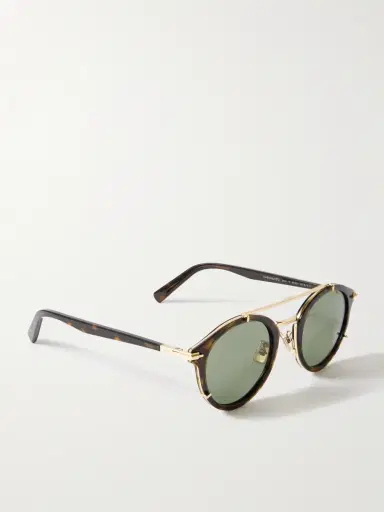 DIOR Eyewear DiorBlackSuit R7U Tortoiseshell Acetate and Gold-Tone Round-Frame Sunglasses - Men | Thumbnail 4