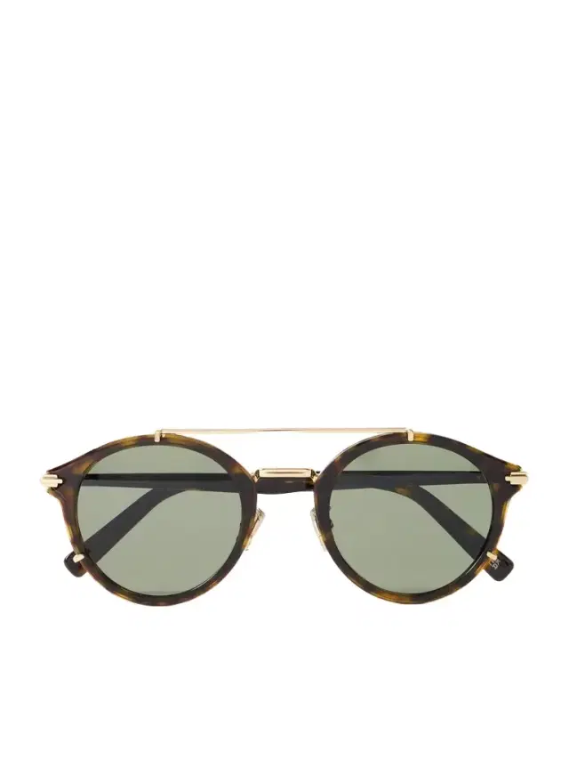 DIOR Eyewear DiorBlackSuit R7U Tortoiseshell Acetate and Gold-Tone Round-Frame Sunglasses - Men