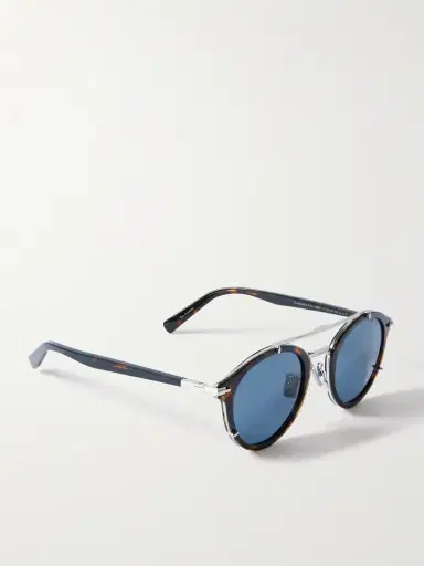 DIOR Eyewear DiorBlackSuit R7U Tortoiseshell Acetate and Silver-Tone Round-Frame Sunglasses - Men | Thumbnail 4