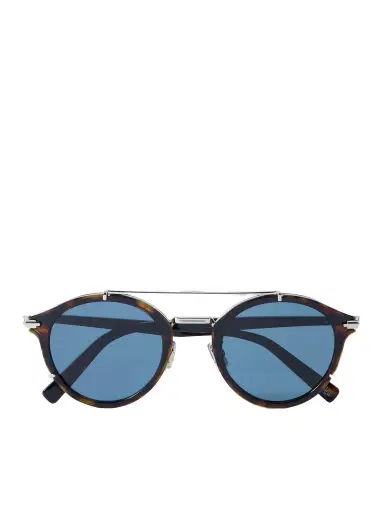 DIOR Eyewear DiorBlackSuit R7U Tortoiseshell Acetate and Silver-Tone Round-Frame Sunglasses - Men | Thumbnail 1