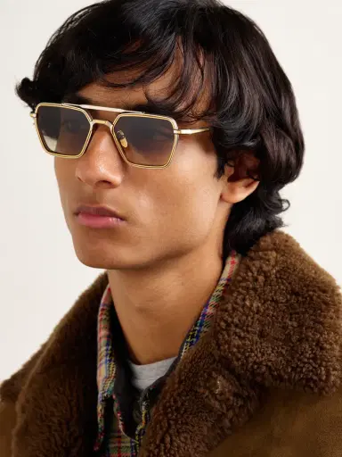 Jacques Marie Mage Commodore Aviator-Style Silver and Gold-Tone Beta Titanium Sunglasses - Men | Thumbnail 2