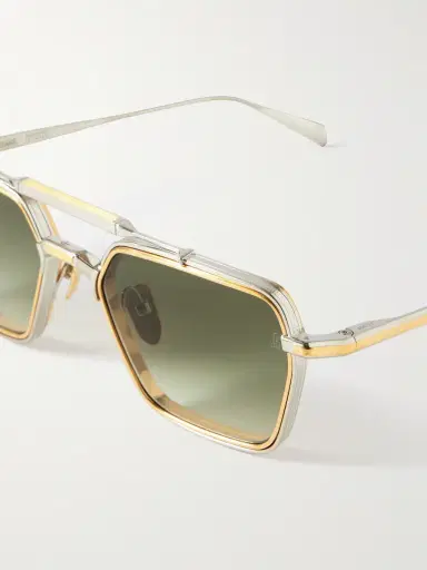 Jacques Marie Mage Commodore Aviator-Style Silver and Gold-Tone Beta Titanium Sunglasses - Men | Thumbnail 3