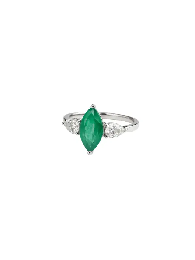 Wish Fine Jewelry 1.79 Diamond Emerald 18K Gold Statement Ring