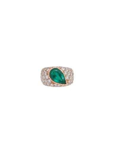 Wish Fine Jewelry 5.32ct Diamond Colombian Emerald 18K Gold Pear Ring | Thumbnail 1 Wish Fine Jewelry 5.32ct Diamond Colombian Emerald 18K Gold Pear Ring | Thumbnail 1